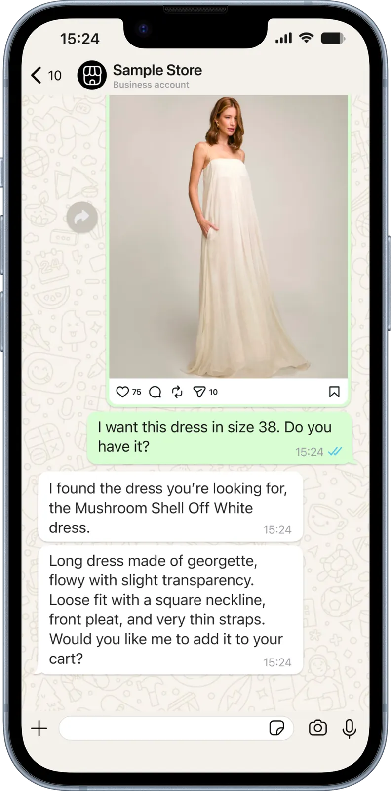 Search step in a WhatsApp buying journey